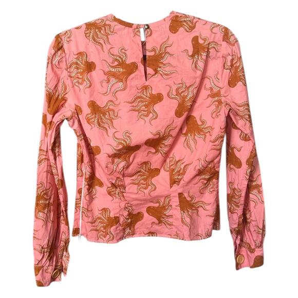 VTG Pink and Brown Octopus Print Women's Top - M - Picture 2 of 4